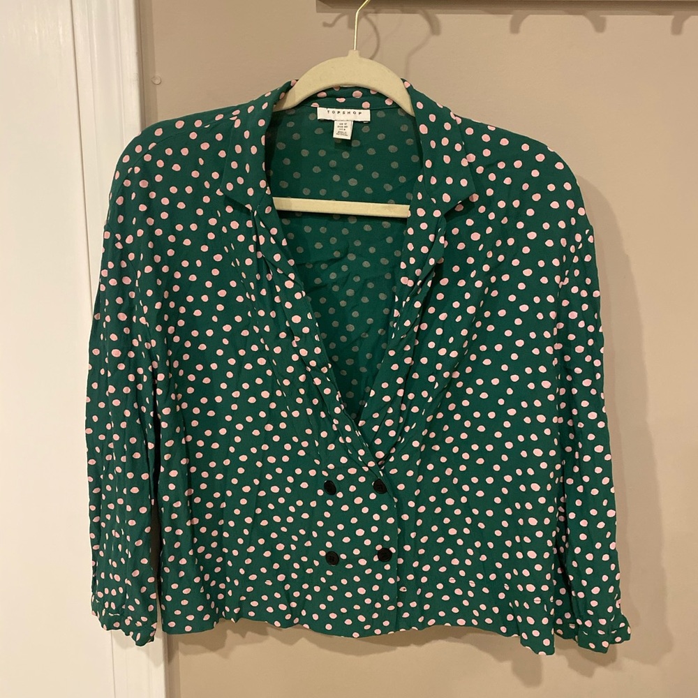 Pink and green dotted top